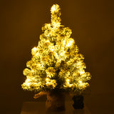 NNECW 67cm Pre-Lit Snow Flocked Tabletop Christmas Tree with 8 Flash Modes