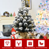 NNECW 67cm Pre-Lit Snow Flocked Tabletop Christmas Tree with 8 Flash Modes