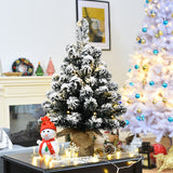 NNECW 67cm Pre-Lit Snow Flocked Tabletop Christmas Tree with 8 Flash Modes