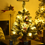 NNECW 67cm Pre-Lit Snow Flocked Tabletop Christmas Tree with 8 Flash Modes