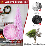 NNECW 1.83M/2.1M Pre-Lit Artificial Christmas Tree for Decoration-210CM