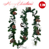 NNECW 2.7M Christmas Garland Wreath with 50 LED Lights and Pinecones for Decorations