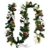 NNECW 2.7M Christmas Garland Wreath with 50 LED Lights and Pinecones for Decorations