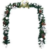 NNECW 2.7M Christmas Garland Wreath with 50 LED Lights and Pinecones for Decorations