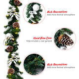 NNECW 2.7M Christmas Garland Wreath with 50 LED Lights and Pinecones for Decorations