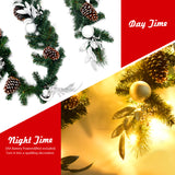 NNECW 2.7M Christmas Garland Wreath with 50 LED Lights and Pinecones for Decorations