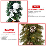 NNECW 2.7M Christmas Garland Wreath with 50 LED Lights and Pinecones for Decorations