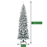 NNECW Pre Lit Snowy Slim Snow Flocked Christmas Tree for Home Decoration