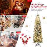 NNECW Pre Lit Snowy Slim Snow Flocked Christmas Tree for Home Decoration