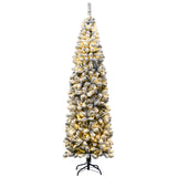 NNECW Pre Lit Snowy Slim Snow Flocked Christmas Tree for Home Decoration