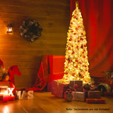 NNECW Pre Lit Snowy Slim Snow Flocked Christmas Tree for Home Decoration
