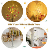 NNECW Lighted Tabletop Artificial Twig Birch Tree with 24 Warm White LED Lights for Christmas