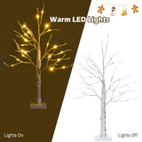 NNECW Lighted Tabletop Artificial Twig Birch Tree with 24 Warm White LED Lights for Christmas