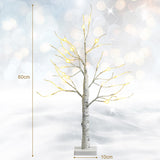 NNECW Lighted Tabletop Artificial Twig Birch Tree with 24 Warm White LED Lights for Christmas