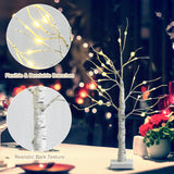 NNECW Lighted Tabletop Artificial Twig Birch Tree with 24 Warm White LED Lights for Christmas