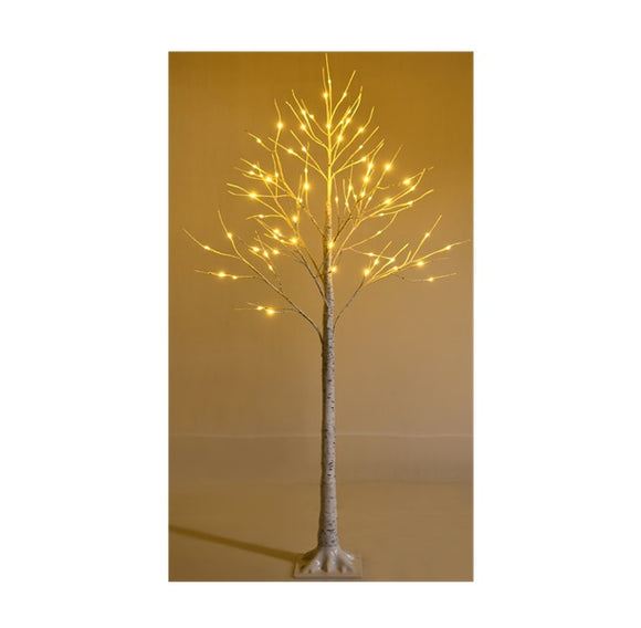 NNECW 1.5 M Artificial Twig Birch Tree with 72 Warm White LED Lights for Christmas