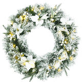 NNECW 0.6M Pre-Lit Artificial Christmas Wreath with 50 LED Lights and 114 Tips