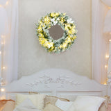 NNECW 0.6M Pre-Lit Artificial Christmas Wreath with 50 LED Lights and 114 Tips