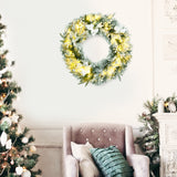 NNECW 0.6M Pre-Lit Artificial Christmas Wreath with 50 LED Lights and 114 Tips