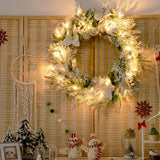 NNECW 0.6M Pre-Lit Artificial Christmas Wreath with 50 LED Lights and 114 Tips