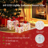 NNECW Set of 3 Christmas Lighted Gift Boxes with 60 LED Lights