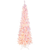 NNECW 2.1M Pre-Lit Artificial Hinged Christmas Tree with 8 Lighting Modes