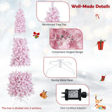 NNECW 2.1M Pre-Lit Artificial Hinged Christmas Tree with 8 Lighting Modes