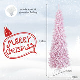 NNECW 2.1M Pre-Lit Artificial Hinged Christmas Tree with 8 Lighting Modes