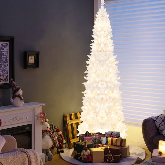 NNECW 2.1M Pre-Lit White Christmas Tree with 8 Lighting Modes