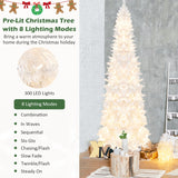 NNECW 2.1M Pre-Lit White Christmas Tree with 8 Lighting Modes