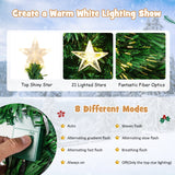 NNECW 150CM/180CM Pre-Lit Christmas Tree with 8 Lighting Modes-1.5M