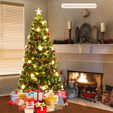 NNECW 150CM/180CM Pre-Lit Christmas Tree with 8 Lighting Modes-1.8M
