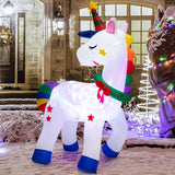 NNECW 182CM Christmas Magic Unicorn with Rainbow Tails & Christmas Wreath
