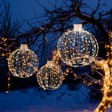 NNECW 3 Pack Christmas LED Light Balls with 180 Warm Light & 180 White Light