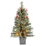 NNECW 90 CM Pre-lit Potted Artificial Entrance Christmas Tree for Porch-1 piece