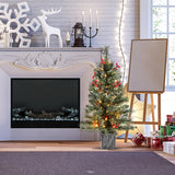 NNECW 90 CM Pre-lit Potted Artificial Entrance Christmas Tree for Porch-1 piece
