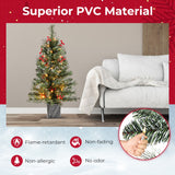 NNECW 90 CM Pre-lit Potted Artificial Entrance Christmas Tree for Porch-1 piece