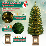 NNECW 125CM Pre-Lit Potted Christmas Tree with 100 LED Lights-2 pieces