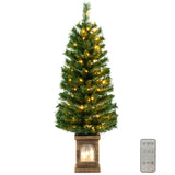 NNECW 125CM Pre-Lit Potted Christmas Tree with 100 LED Lights-1 piece
