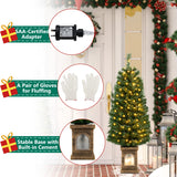 NNECW 125CM Pre-Lit Potted Christmas Tree with 100 LED Lights-1 piece