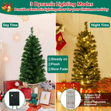 NNECW 125CM Pre-Lit Potted Christmas Tree with 100 LED Lights-1 piece