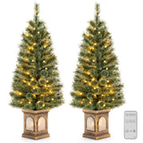 NNECW 125CM Christmas Entrance Tree with Pine Needles &amp; Cement-Filled Base-2 pieces