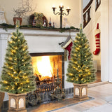 NNECW 125CM Christmas Entrance Tree with Pine Needles &amp; Cement-Filled Base-2 pieces