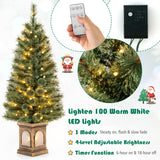 NNECW 125CM Christmas Entrance Tree with Pine Needles &amp; Cement-Filled Base-2 pieces
