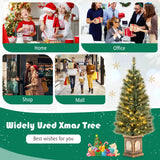 NNECW 125CM Christmas Entrance Tree with Pine Needles &amp; Cement-Filled Base-2 pieces