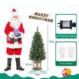 NNECW 125CM Christmas Entrance Tree with Pine Needles &amp; Cement-Filled Base-2 pieces