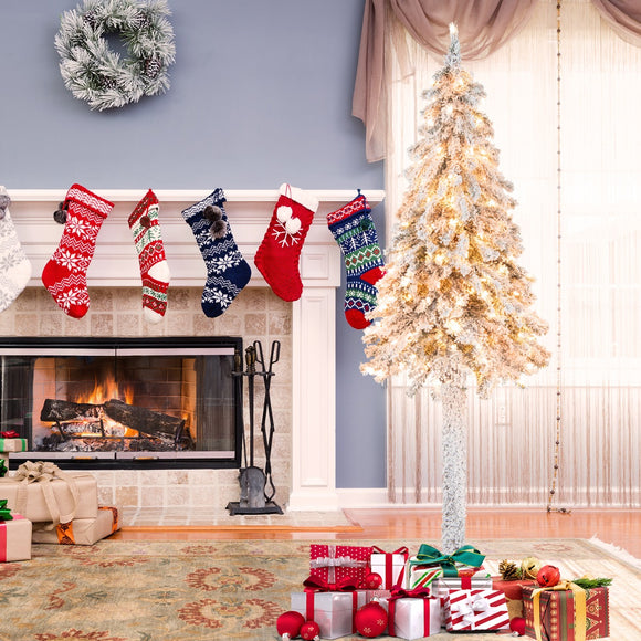 NNECW 185CM Pre-Lit Artificial Christmas Tree with 442 Branch Tips