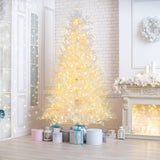 NNECW 185CM Pre-Lit Artificial Christmas Tree with 11 Lighting Modes