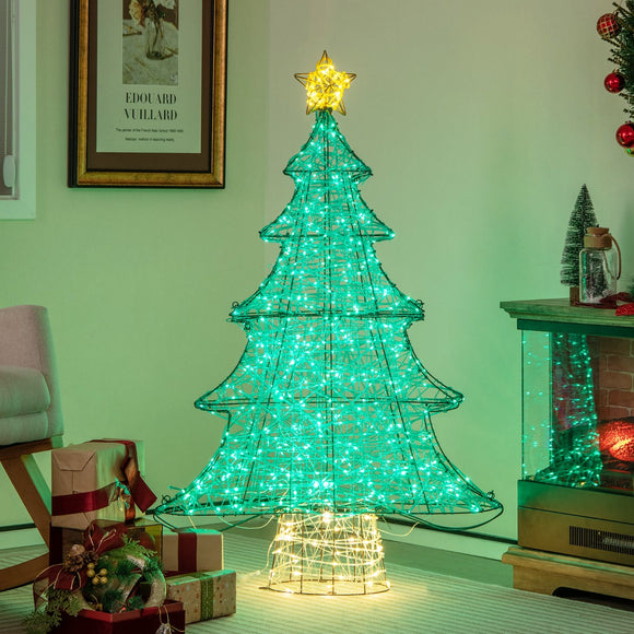 NNECW 124CM Pre-lit Artificial Christmas Tree with 520 LED Lights for Garden-2 pieces