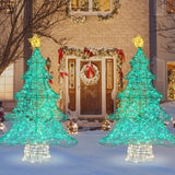 NNECW 124CM Pre-lit Artificial Christmas Tree with 520 LED Lights for Garden-2 pieces